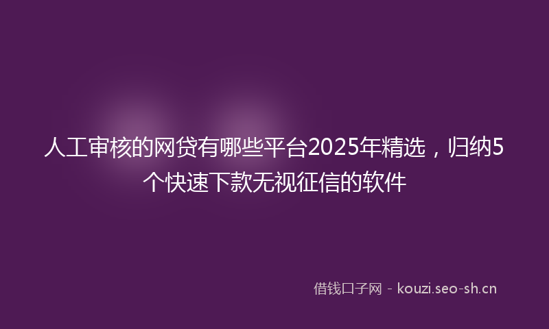 人工审核的网贷有哪些平台2025年精选，归纳5个快速下款无视征信的软件