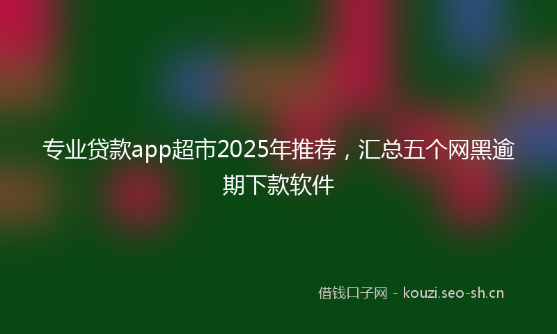 专业贷款app超市2025年推荐，汇总五个网黑逾期下款软件