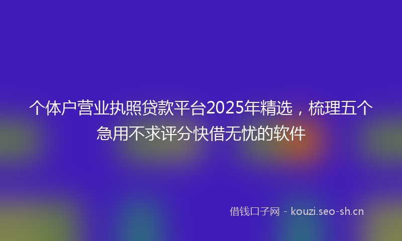 个体户营业执照贷款平台2025年精选，梳理五个急用不求评分快借无忧的软件