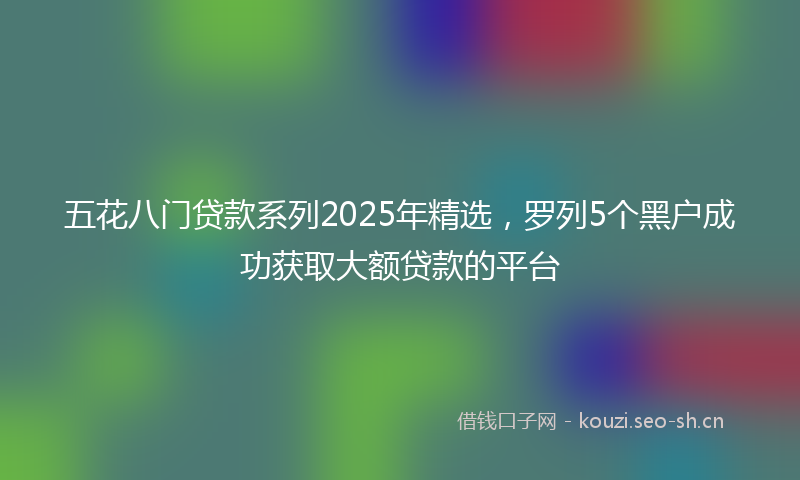 五花八门贷款系列2025年精选，罗列5个黑户成功获取大额贷款的平台