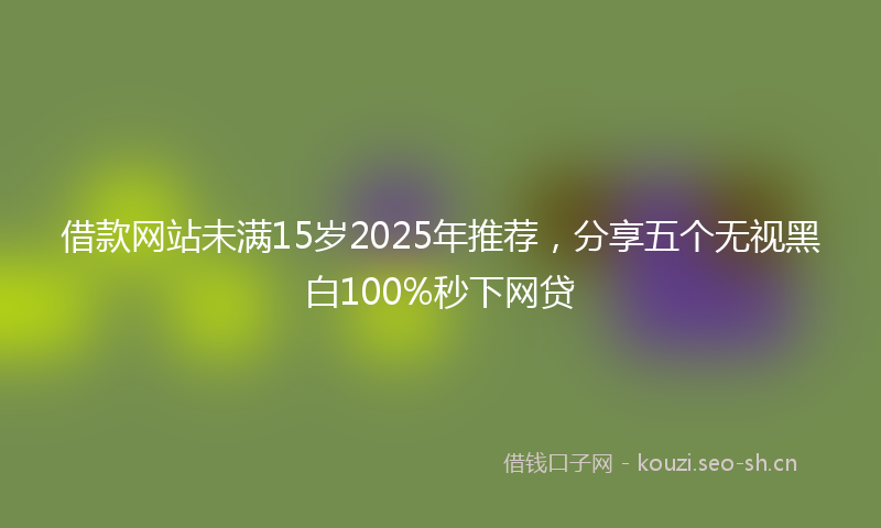 借款网站未满15岁2025年推荐，分享五个无视黑白100%秒下网贷