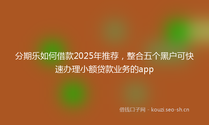 分期乐如何借款2025年推荐,整合五个黑户可快速办理小额贷款业务的app