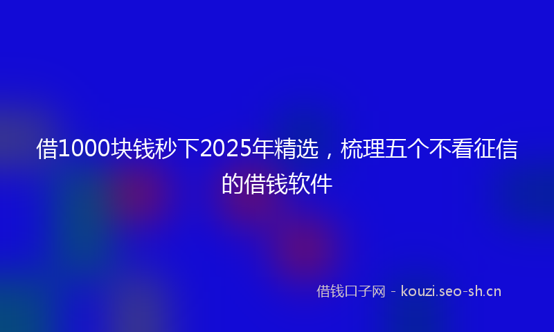 借1000块钱秒下2025年精选，梳理五个不看征信的借钱软件