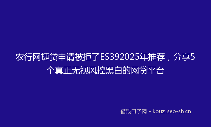 农行网捷贷申请被拒了ES392025年推荐,分享5个真正无视风控黑白的网贷平台