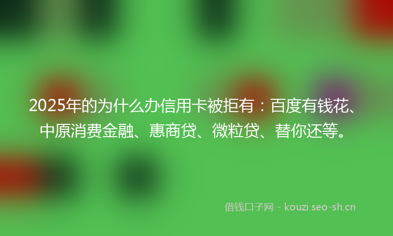 2025年的为什么办信用卡被拒有：百度有钱花、中原消费金融、惠商贷、微粒贷、替你还等。