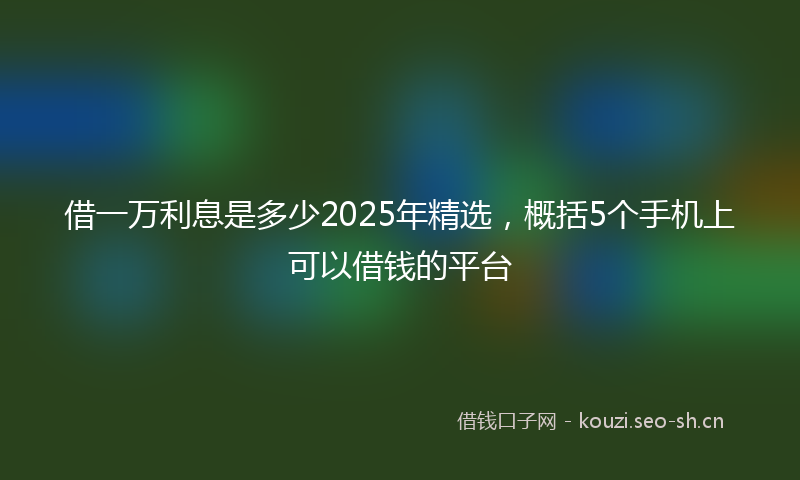 借一万利息是多少2025年精选，概括5个手机上可以借钱的平台