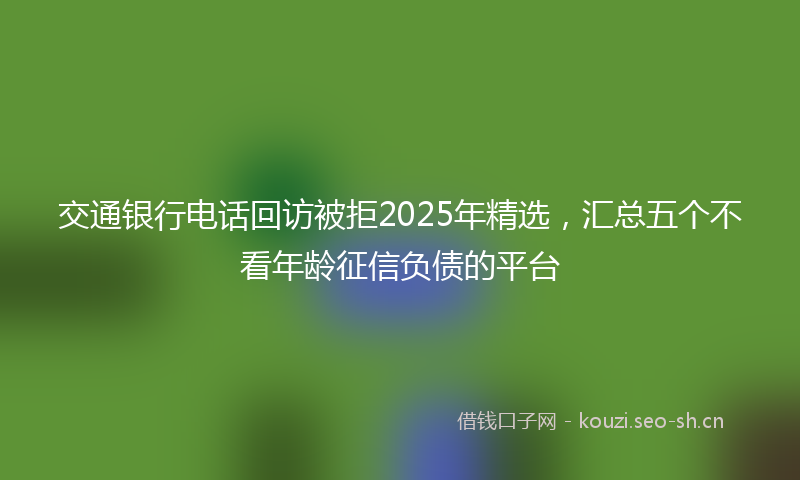 交通银行电话回访被拒2025年精选，汇总五个不看年龄征信负债的平台