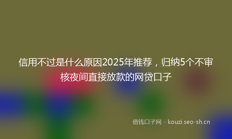 信用不过是什么原因2025年推荐，归纳5个不审核夜间直接放款的网贷口子