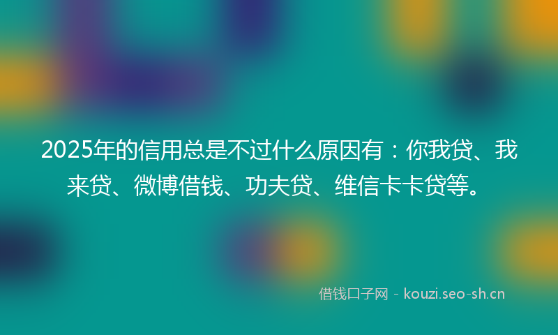 2025年的信用总是不过什么原因有：你我贷、我来贷、微博借钱、功夫贷、维信卡卡贷等。