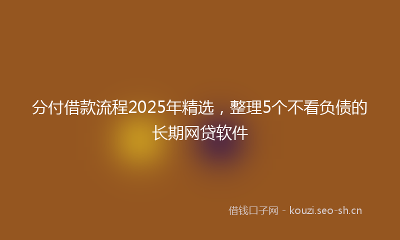 分付借款流程2025年精选，整理5个不看负债的长期网贷软件