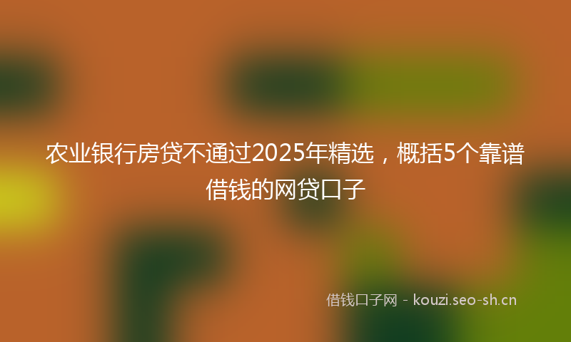 农业银行房贷不通过2025年精选，概括5个靠谱借钱的网贷口子