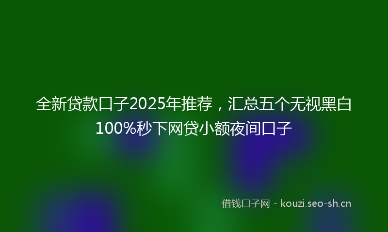全新贷款口子2025年推荐，汇总五个无视黑白100%秒下网贷小额夜间口子