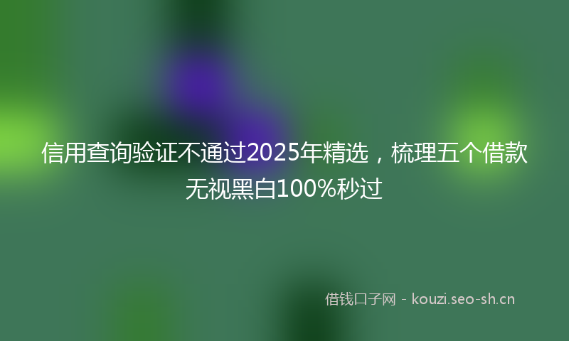信用查询验证不通过2025年精选,梳理五个借款无视黑白100%秒过