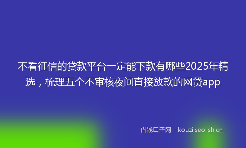 不看征信的贷款平台一定能下款有哪些2025年精选，梳理五个不审核夜间直接放款的网贷app