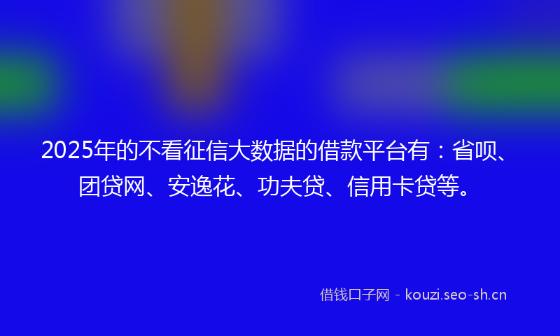 2025年的不看征信大数据的借款平台有:省呗、团贷网、安逸花、功夫贷、信用卡贷等。