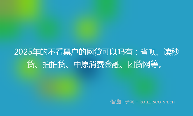 2025年的不看黑户的网贷可以吗有:省呗、读秒贷、拍拍贷、中原消费金融、团贷网等。