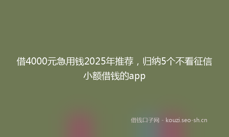 借4000元急用钱2025年推荐，归纳5个不看征信小额借钱的app