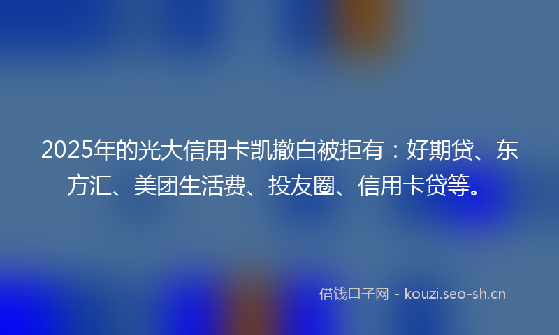 2025年的光大信用卡凯撤白被拒有：好期贷、东方汇、美团生活费、投友圈、信用卡贷等。