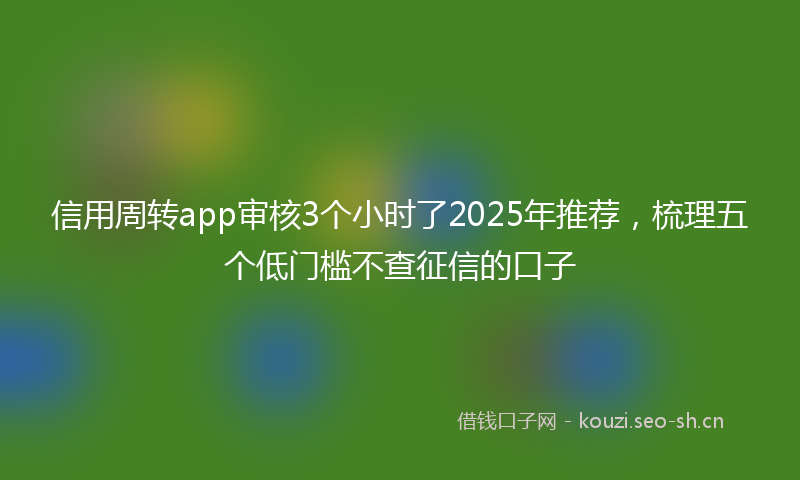 信用周转app审核3个小时了2025年推荐,梳理五个低门槛不查征信的口子