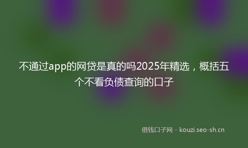 不通过app的网贷是真的吗2025年精选,概括五个不看负债查询的口子
