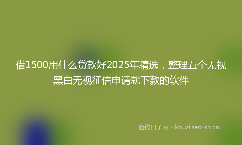 借1500用什么贷款好2025年精选,整理五个无视黑白无视征信申请就下款的软件