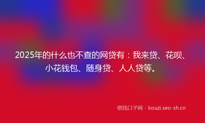 2025年的什么也不查的网贷有：我来贷、花呗、小花钱包、随身贷、人人贷等。