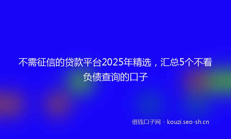 不需征信的贷款平台2025年精选，汇总5个不看负债查询的口子