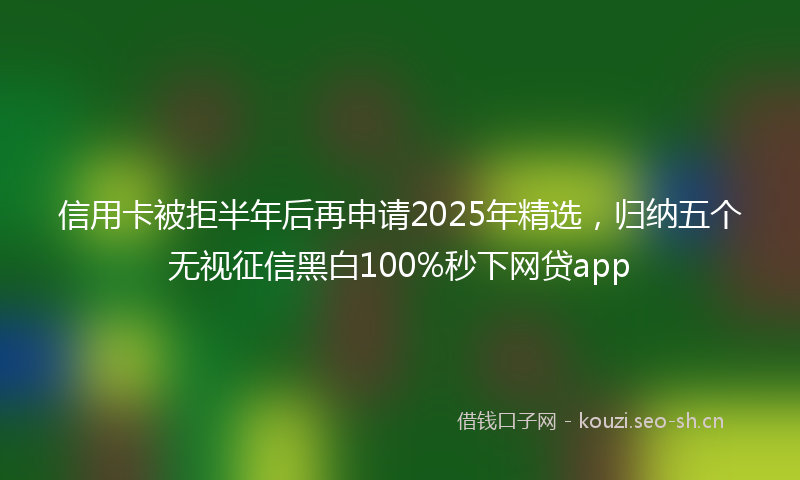 信用卡被拒半年后再申请2025年精选，归纳五个无视征信黑白100%秒下网贷app