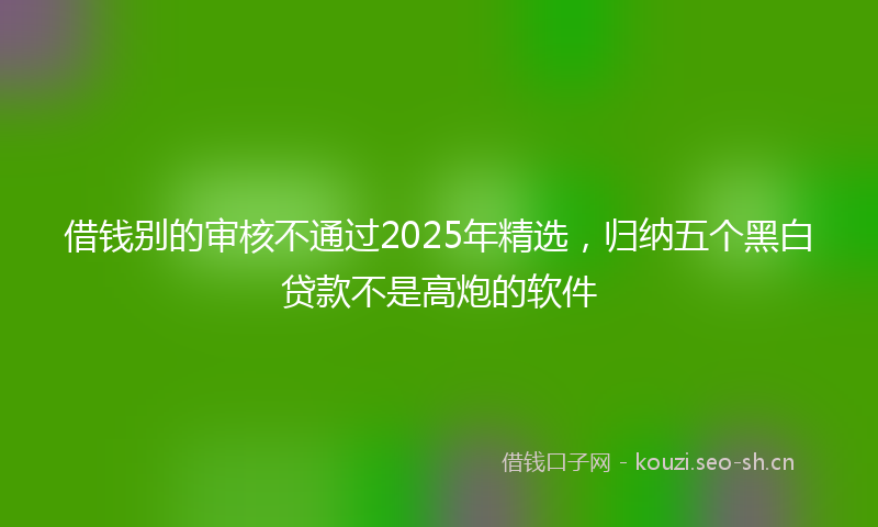 借钱别的审核不通过2025年精选,归纳五个黑白贷款不是高炮的软件
