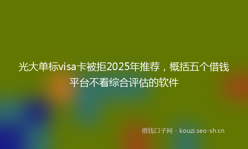光大单标visa卡被拒2025年推荐,概括五个借钱平台不看综合评估的软件