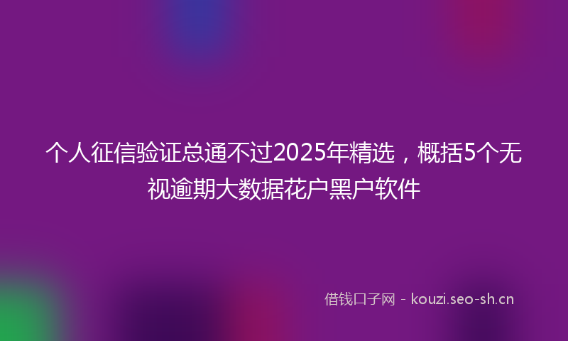 个人征信验证总通不过2025年精选，概括5个无视逾期大数据花户黑户软件