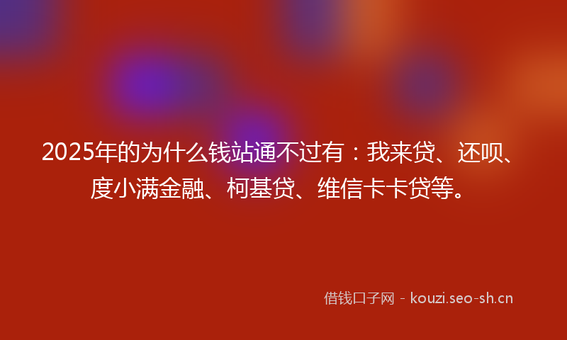 2025年的为什么钱站通不过有:我来贷、还呗、度小满金融、柯基贷、维信卡卡贷等。