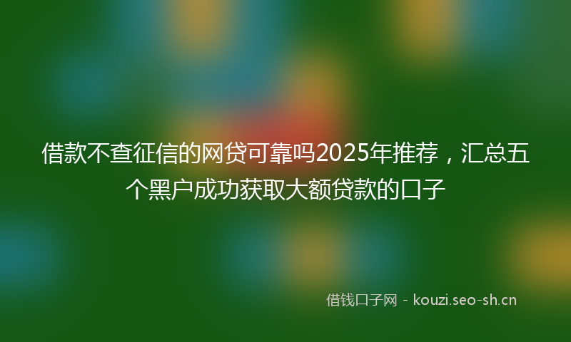 借款不查征信的网贷可靠吗2025年推荐，汇总五个黑户成功获取大额贷款的口子