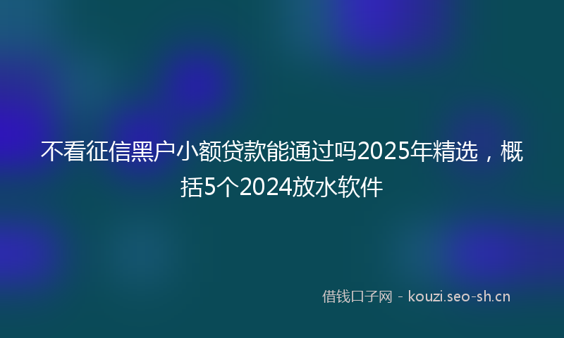 不看征信黑户小额贷款能通过吗2025年精选，概括5个2024放水软件