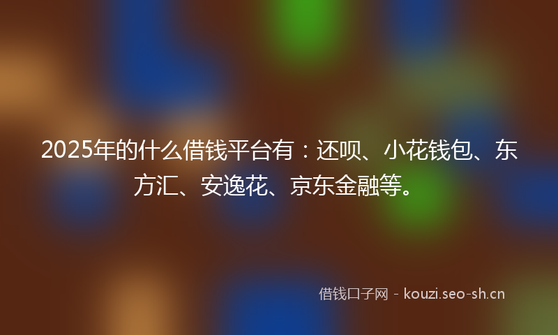 2025年的什么借钱平台有：还呗、小花钱包、东方汇、安逸花、京东金融等。