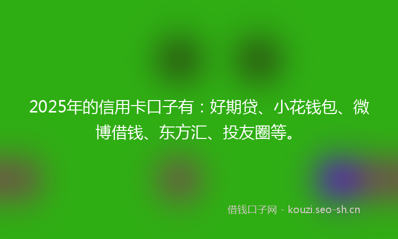 2025年的信用卡口子有:好期贷、小花钱包、微博借钱、东方汇、投友圈等。