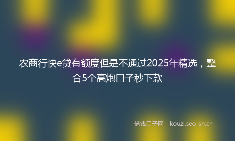 农商行快e贷有额度但是不通过2025年精选，整合5个高炮口子秒下款