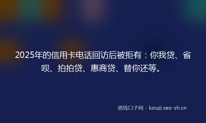 2025年的信用卡电话回访后被拒有：你我贷、省呗、拍拍贷、惠商贷、替你还等。