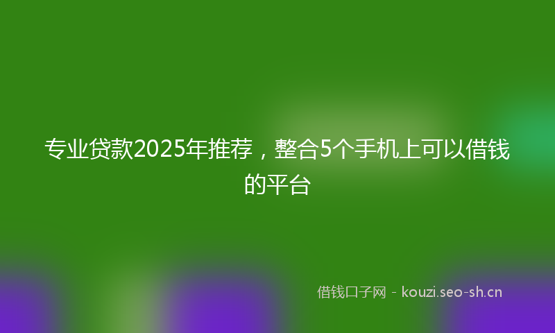 专业贷款2025年推荐,整合5个手机上可以借钱的平台