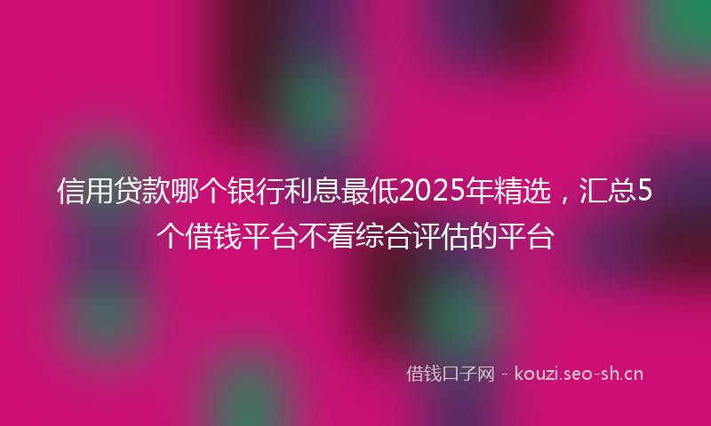 信用贷款哪个银行利息最低2025年精选，汇总5个借钱平台不看综合评估的平台