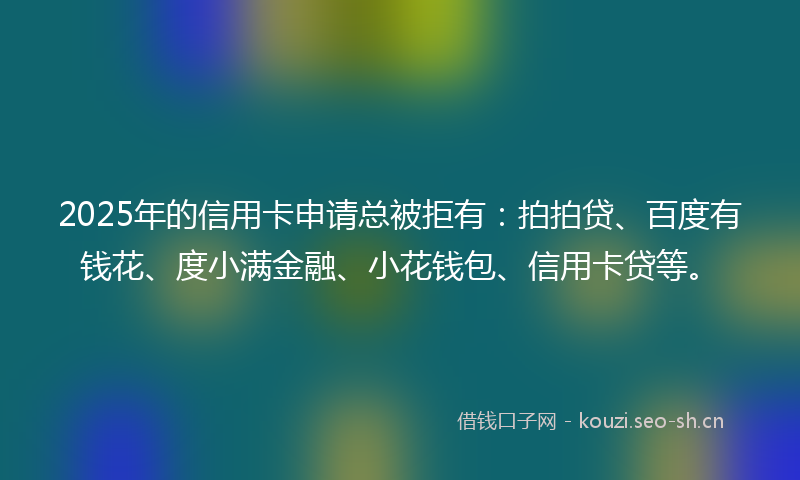 2025年的信用卡申请总被拒有：拍拍贷、百度有钱花、度小满金融、小花钱包、信用卡贷等。