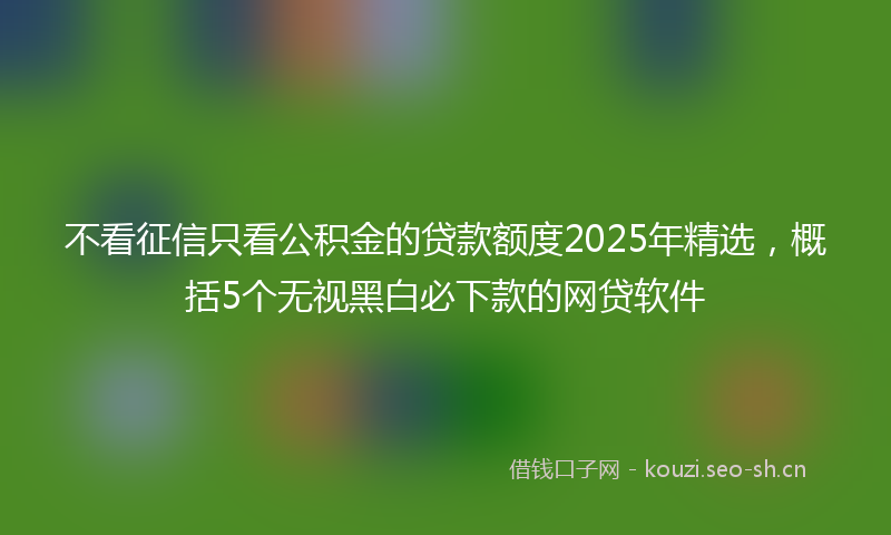 不看征信只看公积金的贷款额度2025年精选，概括5个无视黑白必下款的网贷软件