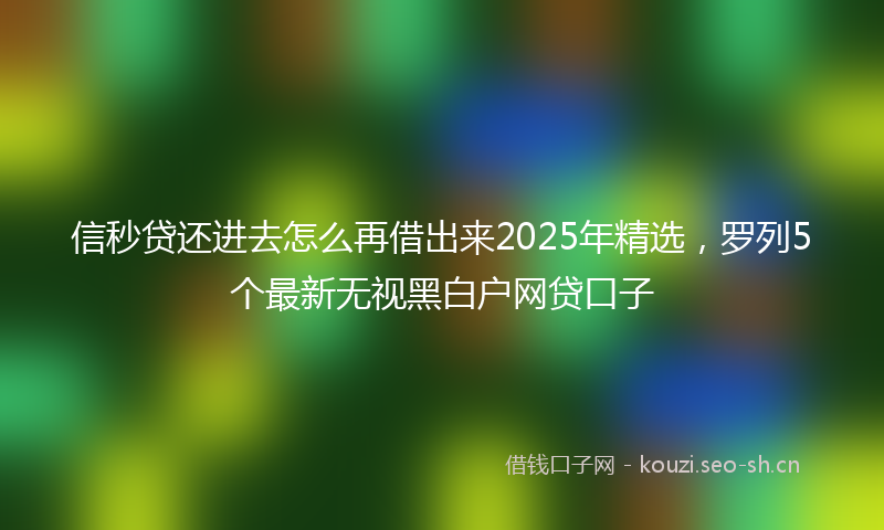 信秒贷还进去怎么再借出来2025年精选，罗列5个最新无视黑白户网贷口子