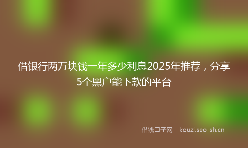借银行两万块钱一年多少利息2025年推荐,分享5个黑户能下款的平台