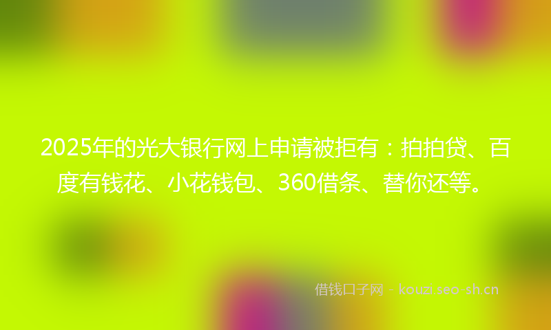 2025年的光大银行网上申请被拒有:拍拍贷、百度有钱花、小花钱包、360借条、替你还等。