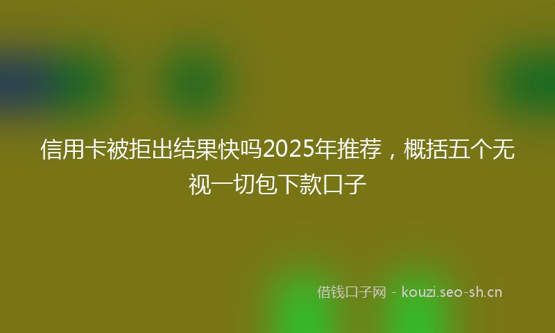 信用卡被拒出结果快吗2025年推荐,概括五个无视一切包下款口子