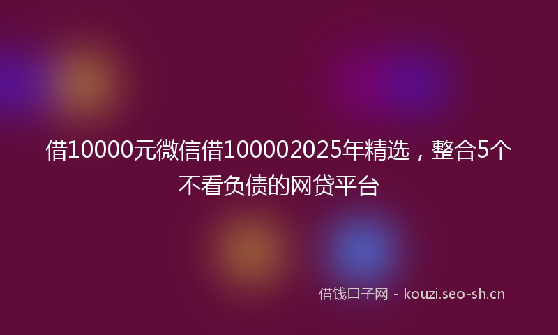 借10000元微信借100002025年精选,整合5个不看负债的网贷平台