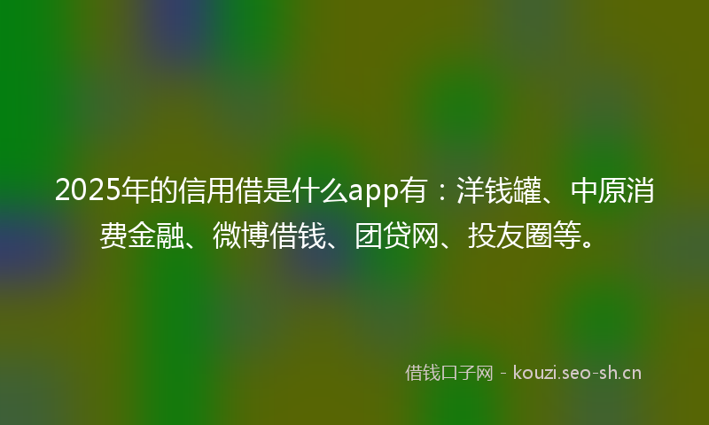 2025年的信用借是什么app有：洋钱罐、中原消费金融、微博借钱、团贷网、投友圈等。