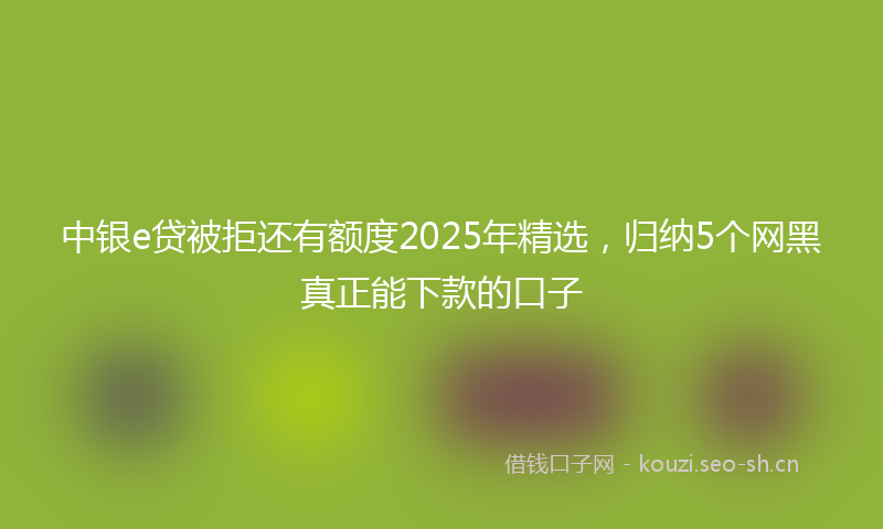 中银e贷被拒还有额度2025年精选，归纳5个网黑真正能下款的口子