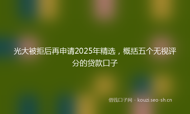 光大被拒后再申请2025年精选,概括五个无视评分的贷款口子